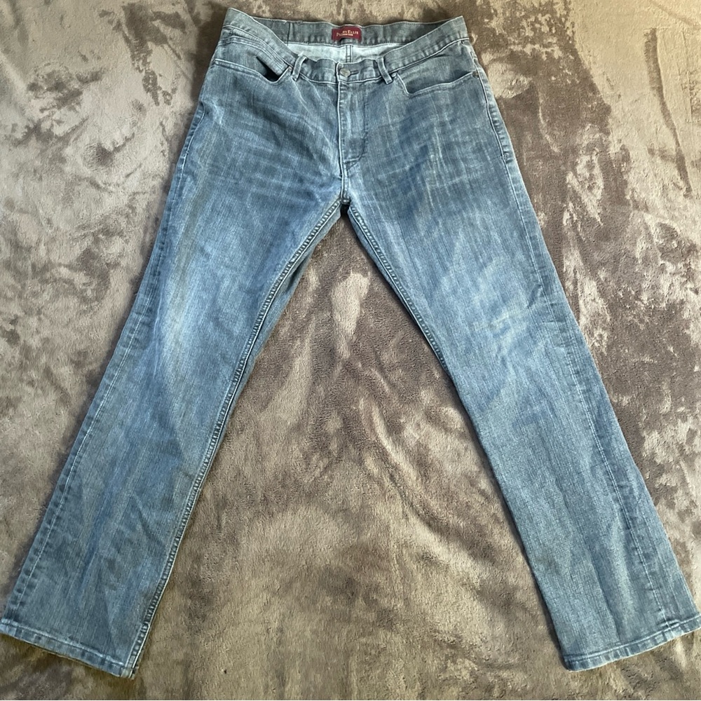 Perry Ellis Jeans Mens 32x30 Dark Wash Slim Fit Denim 5 Pocket Straight Leg